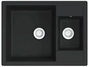 Czarny dwukomorowy zlewozmywak granitowy A6-L34