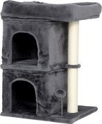 PawHut Drapak dla kota, wieża dla kota, 2 kryjówki, platforma, słupki sizalowe, kompaktowy, ciemnoszary