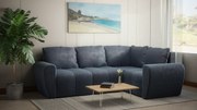 Komfortowa sofa narożna BUENO II z funkcją spania, tapicerowana w niebieskim kolorze - Lincoln 77, prawy