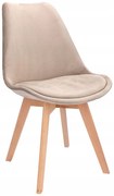 Beżowe tapicerowane krzesło w stylu skandynawskim P3-W48