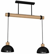 Lampa wisząca, czarna, podwójna, drewno, nad stół ERIK Black/Wood 2xE27