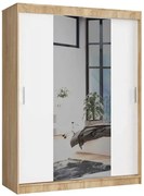 Skandynawska szafa z lustrem dąb sonoma + biały R0-D96