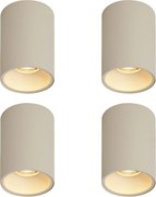 Zestaw 4 nowoczesnych beżowych reflektorów natynkowych GU10 50mm okrągłych - Deep