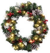 Wianek bożonarodzeniowy LED, 35×LED, zasilanie 3×AA, 8 trybów, średnica 45 cm, IP44, ciepłe białe światło