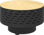 Outsunny Ognisko 3-w-1 Ø60 x 39cm ze Stali Nierdzewnej z Grillem, Pogrzebaczem i Pokrywą w Wzór Drewna Węglowy Szary