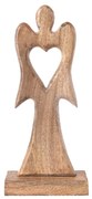 InDecor Anioł z drewna mango z sercem, 32,5 x 14 x5 cm