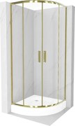 Mexen Rio kabina prysznicowa półokrągła 80 x 80 cm, transparent, złota + brodzik Rio, biały - 863-080-080-50-00-4710
