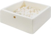 Kwadratowy Suchy Basen Z Piłeczkami 7cm Dla Dziecka, 90x90x40cm/200 Piłek, Boucle, Biały, Piłki: Białe, Biała Perła - Meowbaby®