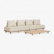 Zestaw Ogrodowy Z 2-częściową Modułową Sofą Ogrodową Dla 2 Osób I Stolikiem Kawowym 160x95 Cm Z Akacji Portet Gardenia Biel - Sklum