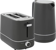 HOMCOM Zestaw czajnik 1,7 L i toster z 6 poziomami brązowienia, Szary