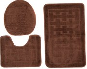 Stylowy brązowy zestaw dywaników do łazienki w kratę R8-Z17