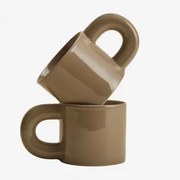 Pack 2 Filiżanek Do Kawy Z New Bone China 30 Cl Rylvane Moka Brown - Sklum