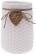 Wazon ceramiczny Wood heart, biały, 12 x 17,5 cm
