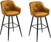 Zestaw 2 krzeseł barowych - materiał i metal - ciemnożółty - SHERRY