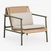 Fotel Ogrodowy Z Podłokietnikami Z Aluminium I Syntetycznego Rattanu Duroli Intensywny Verde Olive - Sklum