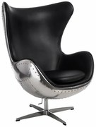 Industrialny czarny fotel wypoczynkowy jajo K0-F54