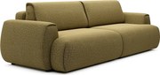 Kanapa 4-osobowa rozkładana z oliwkowo-zielonej tkaniny szenilowej MONELIA