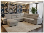 Narożnik rozkładany z uniwersalnym ustawieniem w kształcie U i pojemnikiem GRANADA jasnoszary