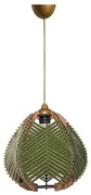 Ciemnozielono-naturalna lampa wisząca z tekstylnym kloszem ø 25 cm – Opviq lights