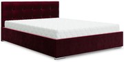 Bordowe tapicerowane welurem łóżko pikowane 5 rozmiarów E5-B13