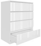 Komoda BASIC 4 szuflady – Biały połysk | 80x97x40 cm