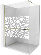Mexen Kioto+ ścianka prysznicowa z półką Walk-in 70 x 200 cm, biały wzór, złota - 800-070-121-50-85