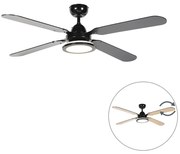 Wentylator sufitowy z lampą czarny z pilotem - Fanattic Nowoczesny Oswietlenie wewnetrzne