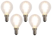 Zestaw 5 żarówek LED E14 Filament P45 4W 470 lm 2700K