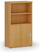 Szafa biurowa kombinowana PRIMO WOOD, drzwi przesuwne na 2 poziomach, 800 x 420 x 1434 mm, buk