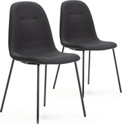 Kolumna Pakiet 2 krzesła jadalni Brenda tapicerowane czarne, 44 cm x 54 cm x 85 cm