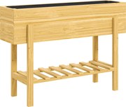 Outsunny Kwietnik z Dolną Półką, Drewniane Grządka z Wyściółką z Włókniny i Otworami Drenażowymi, 100 x 30 x 70,5 cm, Drewno Naturalne