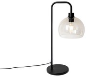Nowoczesna lampa stołowa czarna z kloszem w kolorze dymu - Maly Nowoczesny Oswietlenie wewnetrzne