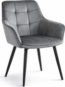 Ciemnoszare krzesło welurowe tapicerowane D6-L17