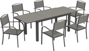 Outsunny Zestaw Mebli Ogrodowych 7-częściowy Z Rozkładanym Stołem i 6 Krzesłami, Design Lameli Drewna, Rama Aluminiowa | Aosom PL