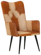 Brązowo-kremowy fotel z naturalnej skóry L3-F07