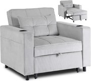 Fotel do Spania SOLOR Rozkładany Amerykanka Szary Sztruksowy Nowoczesny