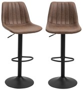 HOMCOM Zestaw 2 krzeseł barowych regulowane brązowe hokery z podnóżkiem nowoczesne | Aosom PL