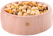 Aesthetic Okrągły Suchy Basen Z Piłeczkami 7cm Dla Dziecka, 90x30cm/200 Piłek, Sztruksowy, Różowy, Piłki: Beżowy, Złoty, Platynowe - Meowbaby®