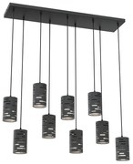 Czarna loftowa lampa z sześcioma kloszami - D150 L1-Z42