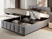 Łóżko 180x200cm z weluru - z stelażem na listwy - Szare