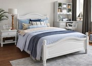 Białe łóżko sypialniane 200x120 cm Noel. Wysoki zagłówek delikatnie zdobiony. Łóżko w stylu angielskim. Białe meble do sypialni Victoria.