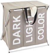 Pojemnik trójkomorowy na brudną bieliznę, składany kosz na pranie + uchwyty - 118 l, 57 x 57 x 38 cm, WENKO