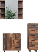 Zestaw mebli łazienkowych rustykalny dąb 60x33x60.8 ilias