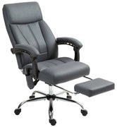 Vinsetto Fotel biurowy z masażem funkcja podgrzewania regulowane oparcie z podnóżkiem do 120 kg ciemnoszary | Aosom PL