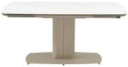 Rozkładany stół jadalniany 6-10-osobowy z ceramiki i metalu – imitacja marmuru w kolorze białym i taupe – CARIOULA marki Pascal MORABITO
