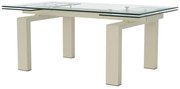 Rozkładany stół jadalniany dla 8-10 osób ze szkła hartowanego i beżowego metalu - Przezroczysty - LUBANA