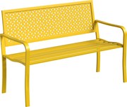 Outsunny Ławka ogrodowa 2-osobowa metalowa odporna na warunki atmosferyczne z odpornym na rdzę oparciem, geometryczna do 240 kg | Aosom PL