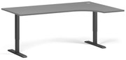 Narożne biurko z regulacją wysokości, 180x120 cm, 1 silnik, L/P, szara podstawa, grafit