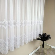 Firana Carmen haftowana biała dwa pasy na Markizecie delikatna - wys. 180 cm