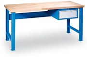 Stół warsztatowy GD z szafką na narzędzia, 1 szuflada, 1500 x 685 x 850 mm, niebieski